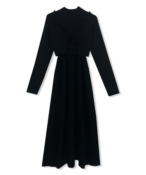 ANDGEEBEE（アンジービー）の「ニットカーデワンピセット（ワンピース・レディース・ブラック/ブラウン・MEDIUM）」の8枚目の写真