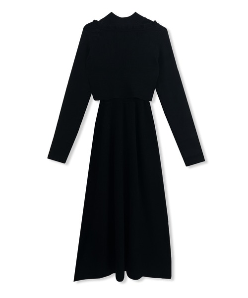 ANDGEEBEE（アンジービー）の「ニットカーデワンピセット（ワンピース・レディース・ブラック/ブラウン・MEDIUM）」の7枚目の写真