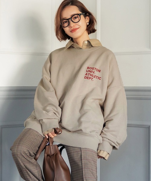 coca（coca）（コカ）の「ボリューム袖プリントスウェット（スウェット・レディース・チャコール/グレイッシュベージュ/ブラック/ブルー・M/L）」の3枚目の写真