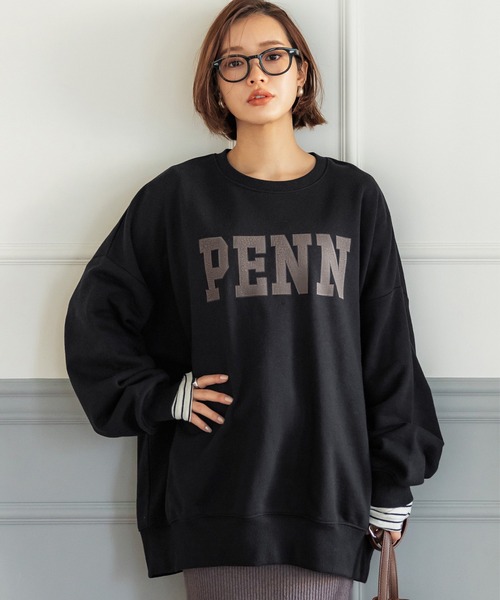 coca（coca）（コカ）の「ボリューム袖プリントスウェット（スウェット・レディース・チャコール/グレイッシュベージュ/ブラック/ブルー・M/L）」の2枚目の写真