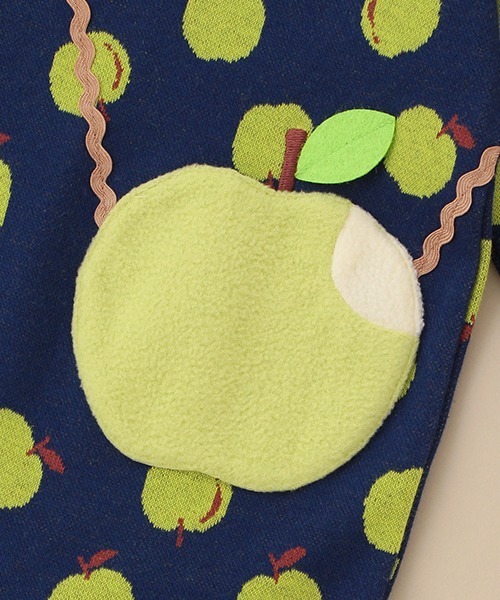 baby cheer（ベイビーチアー）の「りんごジャガードカバーオール（ロンパース・キッズ・ネイビー/キナリ・80ｃｍ/70cm）」の8枚目の写真