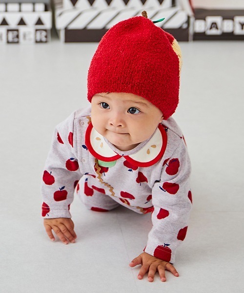 baby cheer（ベイビーチアー）の「りんごジャガードカバーオール（ロンパース・キッズ・ネイビー/キナリ・80ｃｍ/70cm）」の13枚目の写真