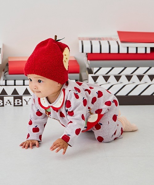 baby cheer（ベイビーチアー）の「りんごジャガードカバーオール（ロンパース・キッズ・ネイビー/キナリ・80ｃｍ/70cm）」の14枚目の写真