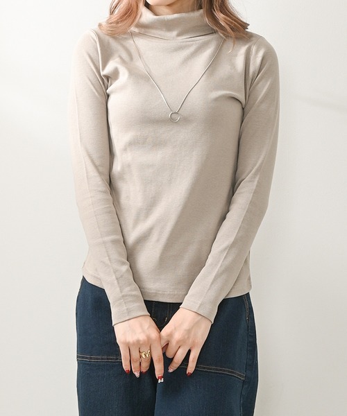 Felt-Maglietta(フェルトマリエッタ)の「コットンハイネックカットソー(Tシャツ/カットソー・レディース・チャコール/オフホワイト/ブラック/グレイッシュベージュ・MEDIUM/LARGE/X-LARGE)」の14枚目の写真