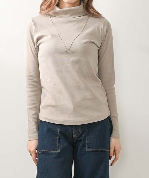 Felt-Maglietta(フェルトマリエッタ)の「コットンハイネックカットソー(Tシャツ/カットソー・レディース・チャコール/オフホワイト/ブラック/グレイッシュベージュ・MEDIUM/LARGE/X-LARGE)」の15枚目の写真