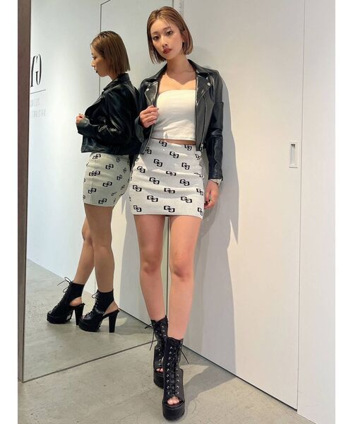 GYDA(ジェイダ)の「GG PATTERNニット スカートライクショートパンツ(スカート・レディース・オフホワイト/ブラック・FREE)」の15枚目の写真