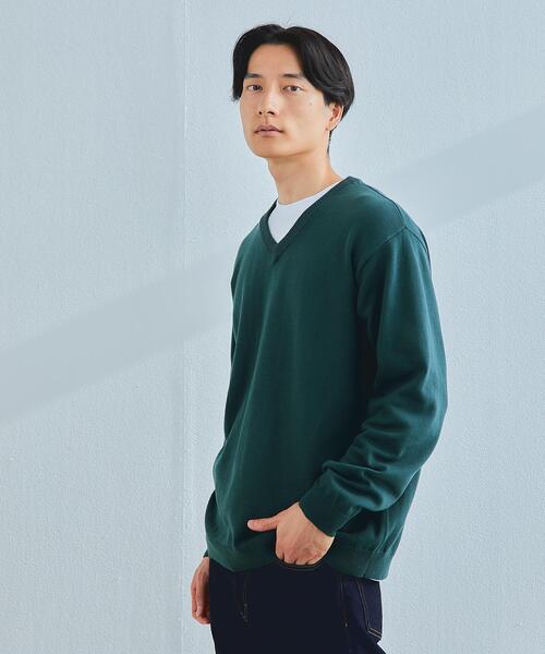 green label relaxing（グリーンレーベルリラクシング）の「コード テンジク レイヤード ニット（ニット/セーター・メンズ・ライトグレー/ダークグリーン/ライトブルー・M/L/S/XL）」の2枚目の写真