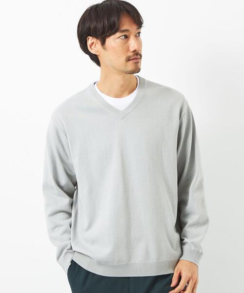 green label relaxing（グリーンレーベルリラクシング）の「コード テンジク レイヤード ニット（ニット/セーター・メンズ・ライトグレー/ダークグリーン/ライトブルー・M/L/S/XL）」の5枚目の写真