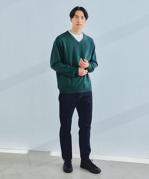 green label relaxing（グリーンレーベルリラクシング）の「コード テンジク レイヤード ニット（ニット/セーター・メンズ・ライトグレー/ダークグリーン/ライトブルー・M/L/S/XL）」の6枚目の写真