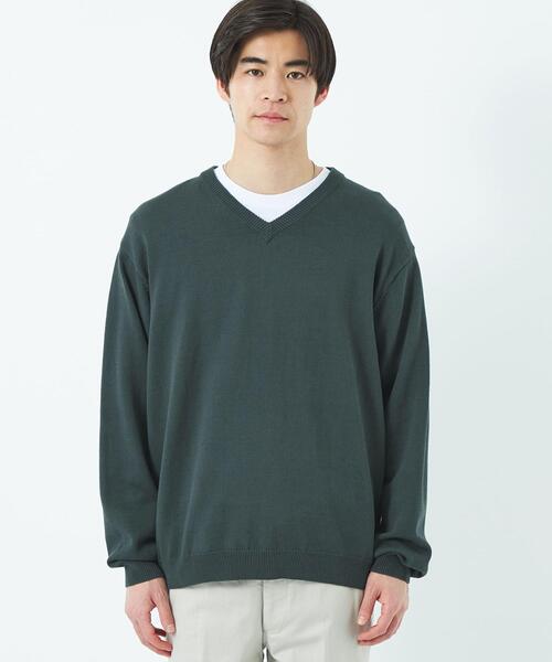 green label relaxing（グリーンレーベルリラクシング）の「コード テンジク レイヤード ニット（ニット/セーター・メンズ・ライトグレー/ダークグリーン/ライトブルー・M/L/S/XL）」の8枚目の写真