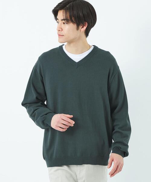 green label relaxing（グリーンレーベルリラクシング）の「コード テンジク レイヤード ニット（ニット/セーター・メンズ・ライトグレー/ダークグリーン/ライトブルー・M/L/S/XL）」の11枚目の写真