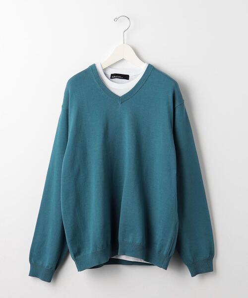 green label relaxing（グリーンレーベルリラクシング）の「コード テンジク レイヤード ニット（ニット/セーター・メンズ・ライトグレー/ダークグリーン/ライトブルー・M/L/S/XL）」の17枚目の写真