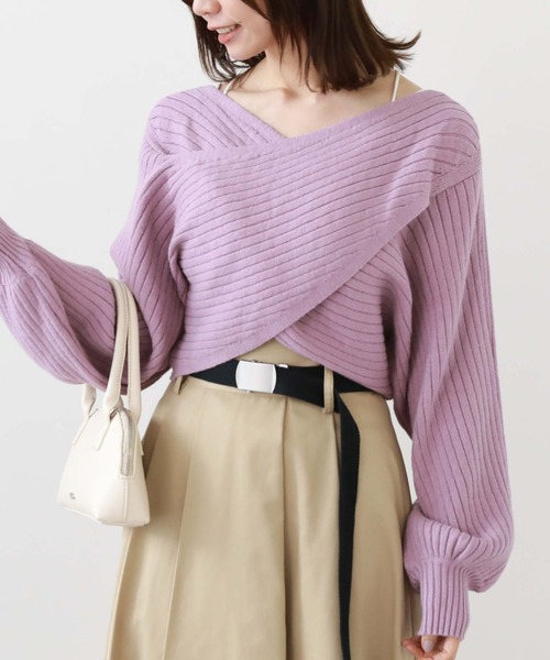 archives（アルシーヴ）の「2wayワイドリブクロスニット