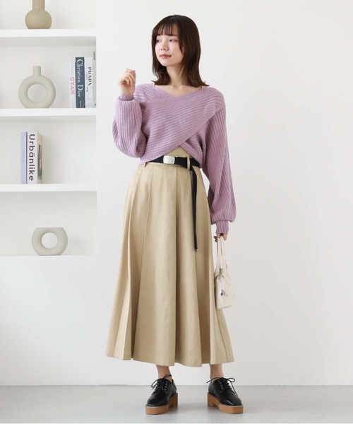 archives（アルシーヴ）の「２ｗａｙワイドリブクロスニット（ニット/セーター・レディース・パープル/グリーン/ブルー/ブラック/アイボリー・MEDIUM）」の18枚目の写真