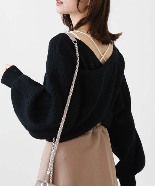 archives（アルシーヴ）の「２ｗａｙワイドリブクロスニット（ニット/セーター・レディース・パープル/グリーン/ブルー/ブラック/アイボリー・MEDIUM）」の11枚目の写真