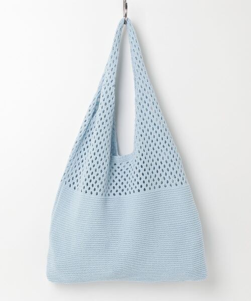 MAISON mou（メゾンムー）の「【recomend selection/セレクト】ニット仕立トライアングルバッグ（トートバッグ・レディース・イエロー/ブルー/ブラック/グリーン/ホワイト/ベージュ/グレー/ダークグリーン/ライトブラウン/ライトブルー/ライトイエロー/ライトグレー/ライトグリーン/ライトパープル・FREE）」の10枚目の写真