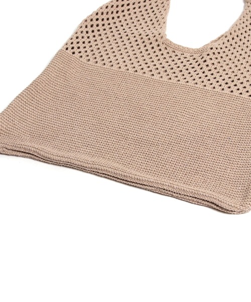 MAISON mou（メゾンムー）の「【recomend selection/セレクト】ニット仕立トライアングルバッグ（トートバッグ・レディース・イエロー/ブルー/ブラック/グリーン/ホワイト/ベージュ/グレー/ダークグリーン/ライトブラウン/ライトブルー/ライトイエロー/ライトグレー/ライトグリーン/ライトパープル・FREE）」の17枚目の写真