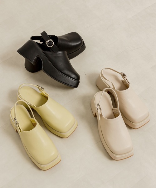 OLIVE des OLIVE（オリーブデオリーブ）の「バックベルト付きサボ（サンダル・レディース・アイボリー/イエロー/ブラック・SMALL/MEDIUM/LARGE）」の4枚目の写真