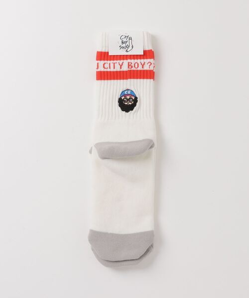 HLNA（エイチエルエヌエー）の「【Chi-bee】ARE YOU CITY BOY? SOX（ソックス/靴下・メンズ・ピンク系/ホワイト系・ONE SIZE）」の6枚目の写真