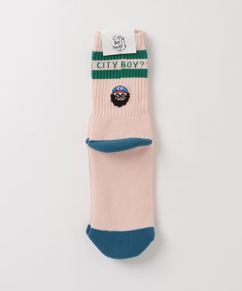 HLNA（エイチエルエヌエー）の「【Chi-bee】ARE YOU CITY BOY? SOX（ソックス/靴下・メンズ・ピンク系/ホワイト系・ONE SIZE）」の7枚目の写真
