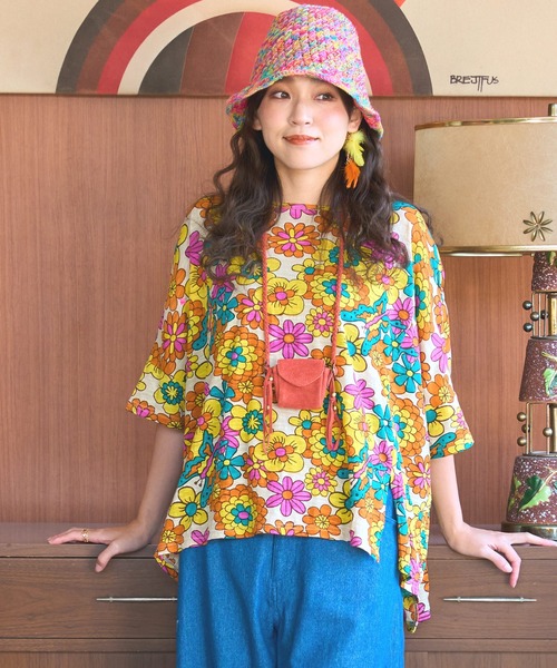 チャイハネ（チャイハネ）の「【チャイハネ】ヒピスラトップス（Tシャツ/カットソー・レディース・ブラック/ベージュ/パープル・FREE）」の3枚目の写真