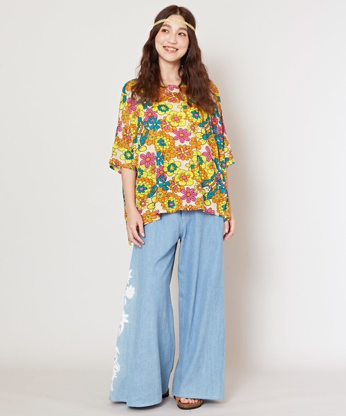 チャイハネ（チャイハネ）の「【チャイハネ】ヒピスラトップス（Tシャツ/カットソー・レディース・ブラック/ベージュ/パープル・FREE）」の12枚目の写真