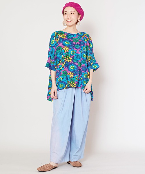 チャイハネ（チャイハネ）の「【チャイハネ】ヒピスラトップス（Tシャツ/カットソー・レディース・ブラック/ベージュ/パープル・FREE）」の5枚目の写真