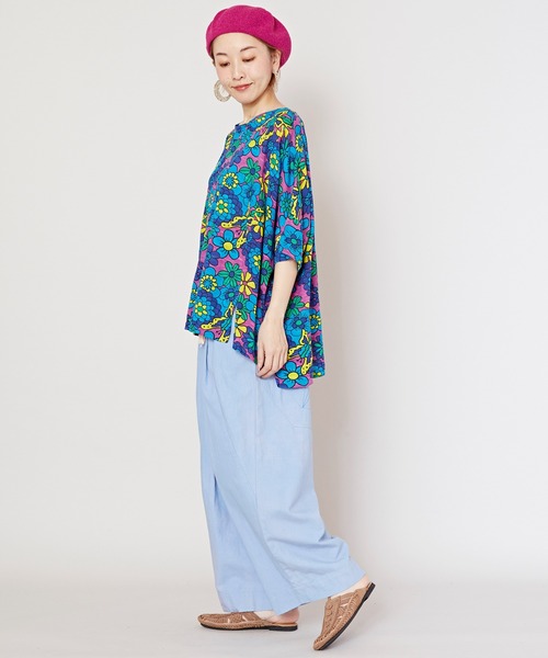 チャイハネ（チャイハネ）の「【チャイハネ】ヒピスラトップス（Tシャツ/カットソー・レディース・ブラック/ベージュ/パープル・FREE）」の9枚目の写真