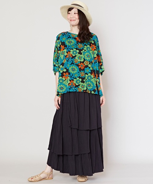 チャイハネ（チャイハネ）の「【チャイハネ】ヒピスラトップス（Tシャツ/カットソー・レディース・ブラック/ベージュ/パープル・FREE）」の10枚目の写真