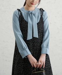 スカーフカラーボウタイブラウス
