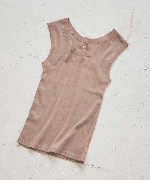 coen(コーエン)の「テレコノースリーブタンクトップ(タンクトップ・レディース・ブラック/ホワイト/ベージュ/オレンジ/ダークグレー/ロイヤルブルー・M/L)」の5枚目の写真