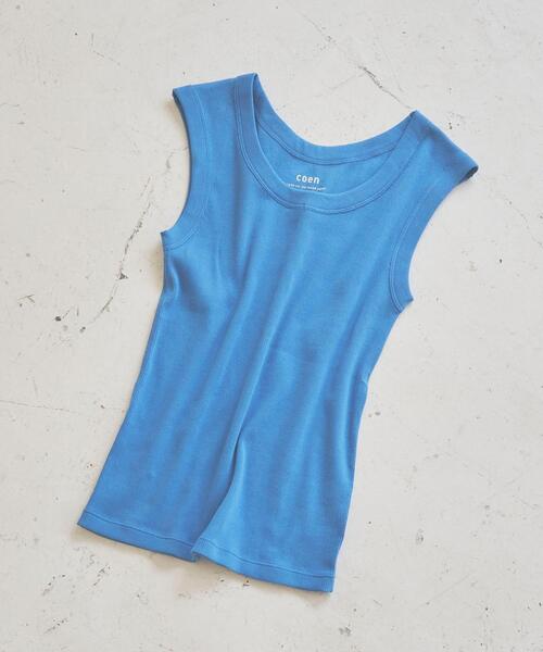coen(コーエン)の「テレコノースリーブタンクトップ(タンクトップ・レディース・ブラック/ホワイト/ベージュ/オレンジ/ダークグレー/ロイヤルブルー・M/L)」の6枚目の写真