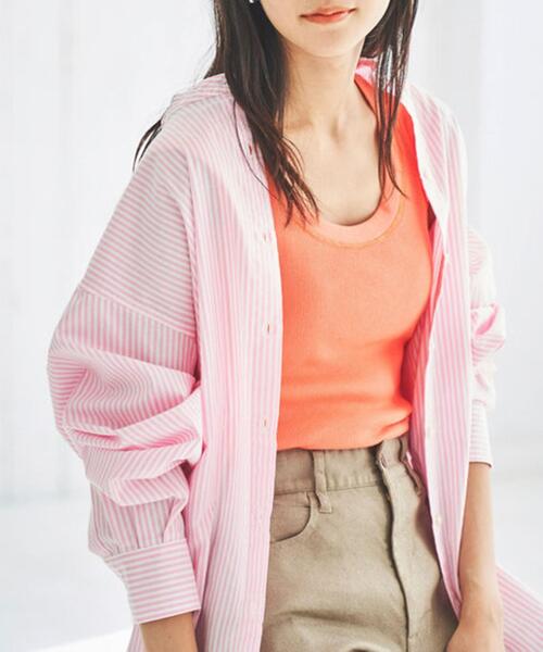 coen(コーエン)の「テレコノースリーブタンクトップ(タンクトップ・レディース・ブラック/ホワイト/ベージュ/オレンジ/ダークグレー/ロイヤルブルー・M/L)」の1枚目の写真