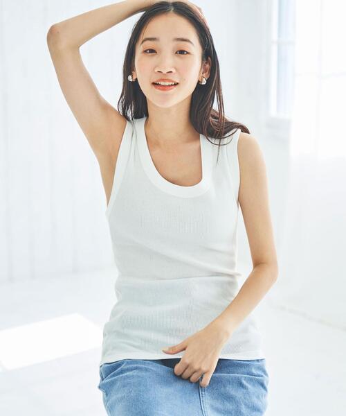 coen(コーエン)の「テレコノースリーブタンクトップ(タンクトップ・レディース・ブラック/ホワイト/ベージュ/オレンジ/ダークグレー/ロイヤルブルー・M/L)」の10枚目の写真