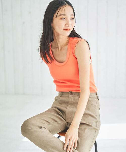 coen(コーエン)の「テレコノースリーブタンクトップ(タンクトップ・レディース・ブラック/ホワイト/ベージュ/オレンジ/ダークグレー/ロイヤルブルー・M/L)」の13枚目の写真