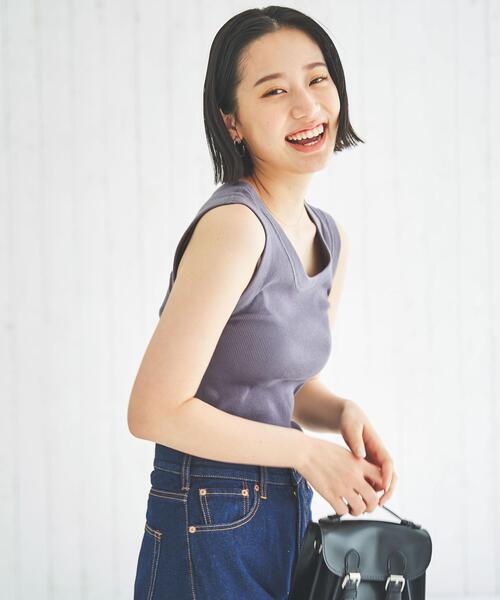 coen(コーエン)の「テレコノースリーブタンクトップ(タンクトップ・レディース・ブラック/ホワイト/ベージュ/オレンジ/ダークグレー/ロイヤルブルー・M/L)」の16枚目の写真