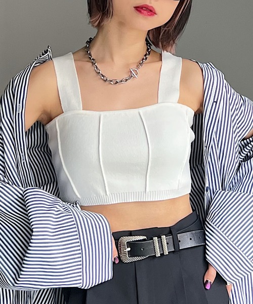 PAGEBOY（ページボーイ）の「ビスチェニットタンク（タンクトップ・レディース・オフホワイト/ブラック/グリーン/レッド・FREE）」の2枚目の写真