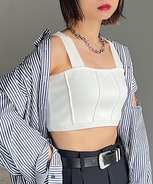 PAGEBOY（ページボーイ）の「ビスチェニットタンク（タンクトップ・レディース・オフホワイト/ブラック/グリーン/レッド・FREE）」の6枚目の写真