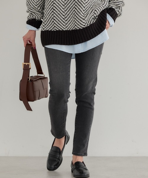 AMERICAN HOLIC（アメリカンホリック）の「スキニーフィットデニム（デニムパンツ・レディース・インディゴブルー/ワンウォッシュ/ライトインディゴブルー/ブラック/ダークインディゴブルー/グレー・M/XL/L/XS/S）」の2枚目の写真