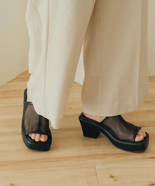 SENSE OF PLACE by URBAN RESEARCH(センスオブプレイスバイアーバンリサーチ)の「ボリュームソールメッシュサボ(サンダル・レディース・ベージュ/アイボリー/ブラック・SMALL/MEDIUM/LARGE)」の3枚目の写真