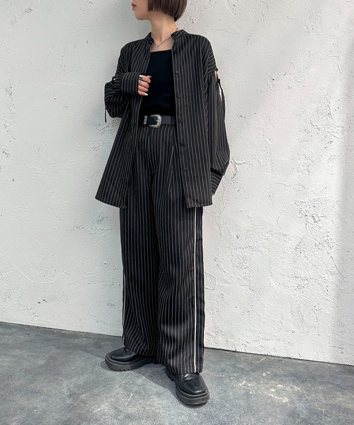 apres jour mignon(アプレジュールミニョン)の「ストライプカッティングシャツ【SETUP着用可能】【ZOZOTOWN限定アイテム】(シャツ/ブラウス・レディース・ネイビー/チャコールグレー/ブラック・フリー/X-LARGE)」の8枚目の写真