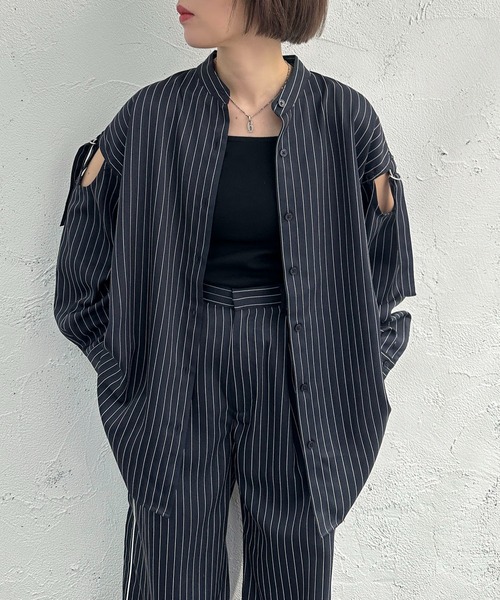 apres jour mignon(アプレジュールミニョン)の「ストライプカッティングシャツ【SETUP着用可能】【ZOZOTOWN限定アイテム】(シャツ/ブラウス・レディース・ネイビー/チャコールグレー/ブラック・フリー/X-LARGE)」の18枚目の写真