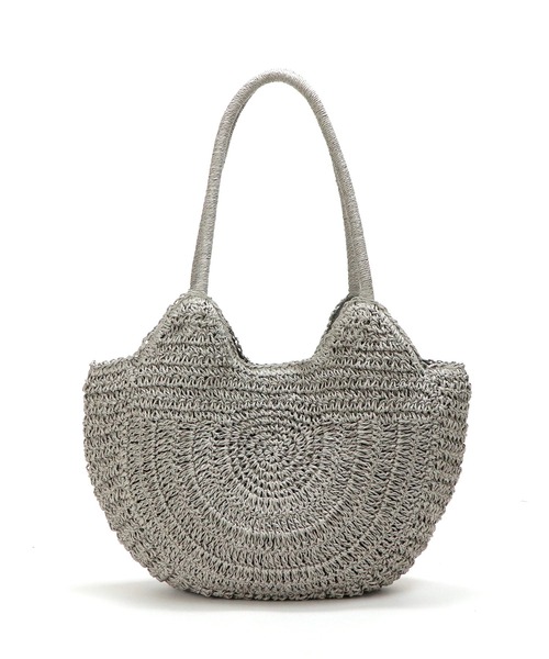 Bermosa（ベルモサ）の「タッセルチャーム付き ラウンドかごバッグ（かごバッグ・レディース・アイボリー/ダークベージュ/ピンク系その他/ブラック/グレー・FREE）」の10枚目の写真