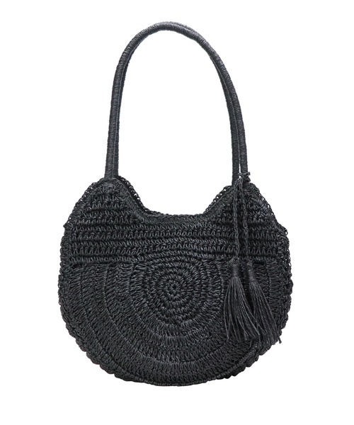 Bermosa（ベルモサ）の「タッセルチャーム付き ラウンドかごバッグ（かごバッグ・レディース・アイボリー/ダークベージュ/ピンク系その他/ブラック/グレー・FREE）」の19枚目の写真