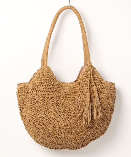 新品❗️未使用❗️woven かごバッグ タッセル付き セール】タッセルチャーム付き ラウンドかごバッグ（かごバッグ
