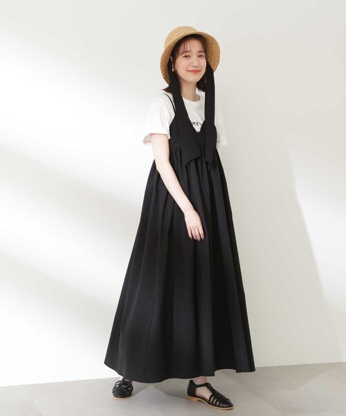 N.（N. Natural Beauty Basic）（エヌエヌナチュラルビューティーベーシック）の「◆ボリュームキャミワンピース（ワンピース・レディース・ベージュ/ブラック・MEDIUM）」の13枚目の写真