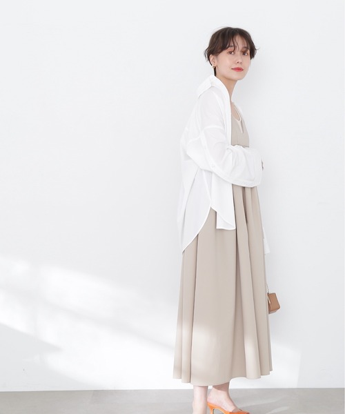N.（N. Natural Beauty Basic）（エヌエヌナチュラルビューティーベーシック）の「◆ボリュームキャミワンピース（ワンピース・レディース・ベージュ/ブラック・MEDIUM）」の4枚目の写真
