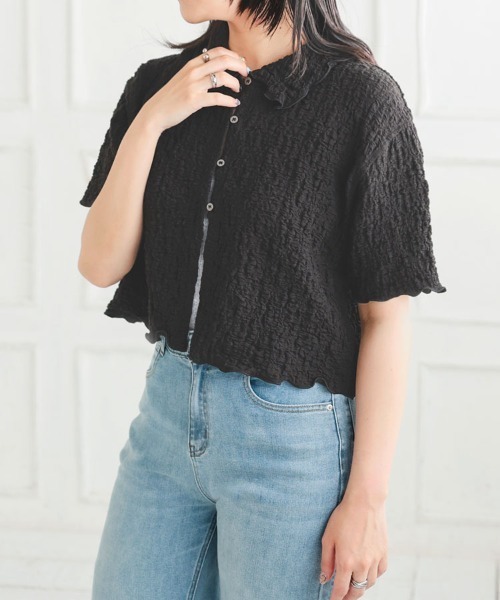 DONOBAN(ドノバン)の「【pufe】クラッシュジャガードシャツ(シャツ/ブラウス・レディース・アイボリー/ブラック・F)」の11枚目の写真