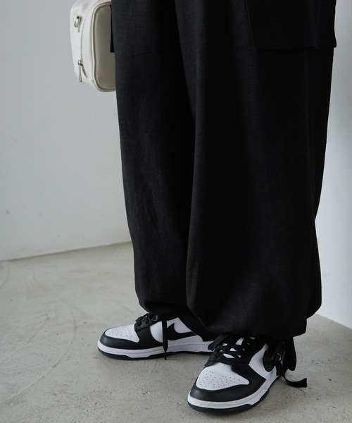 forksy.(フォルクシー)の「【forksy.】リネン混 イージーワイドカーゴパンツ(カーゴパンツ・レディース・カーキ/ブラック/ベージュ・FREE)」の6枚目の写真