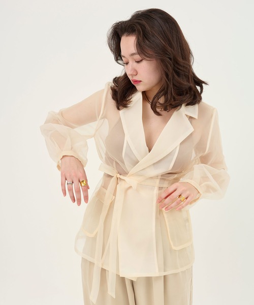 TINA:JOJUN(ティーナジョジュン)の「オーガンジー シアージャケット TINA:JOJUN(その他アウター・レディース・カーキ/オフホワイト・M)」の12枚目の写真
